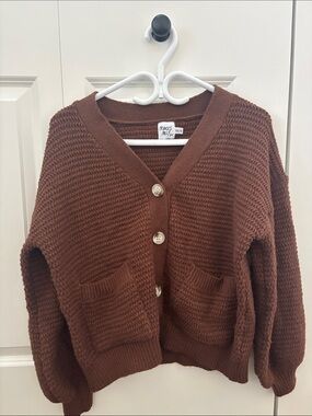 Princess Polly Chunky Knit V-Neck Cardigan Sweater - Brown